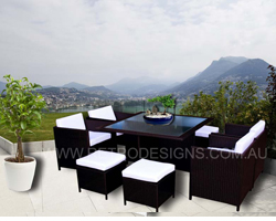 The Miller 8 Seater Brown Wicker Outdoor Dining Set
