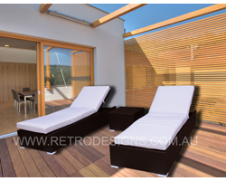 Brown Suntra Wicker Outdoor Sun Beds 3 Piece