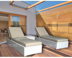 The Suntra Wicker Outdoor White Sun Beds 3 Piece