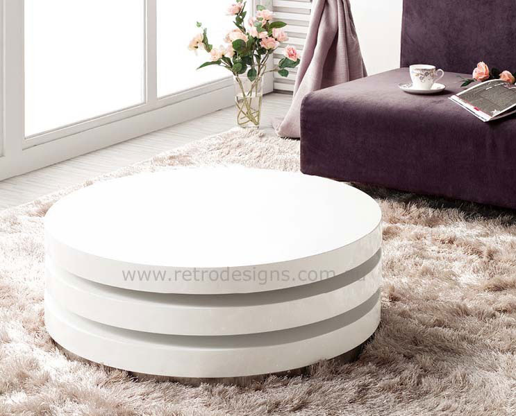 Artisco Round Coffee Table In White Gloss, White Gloss Round Coffee Table