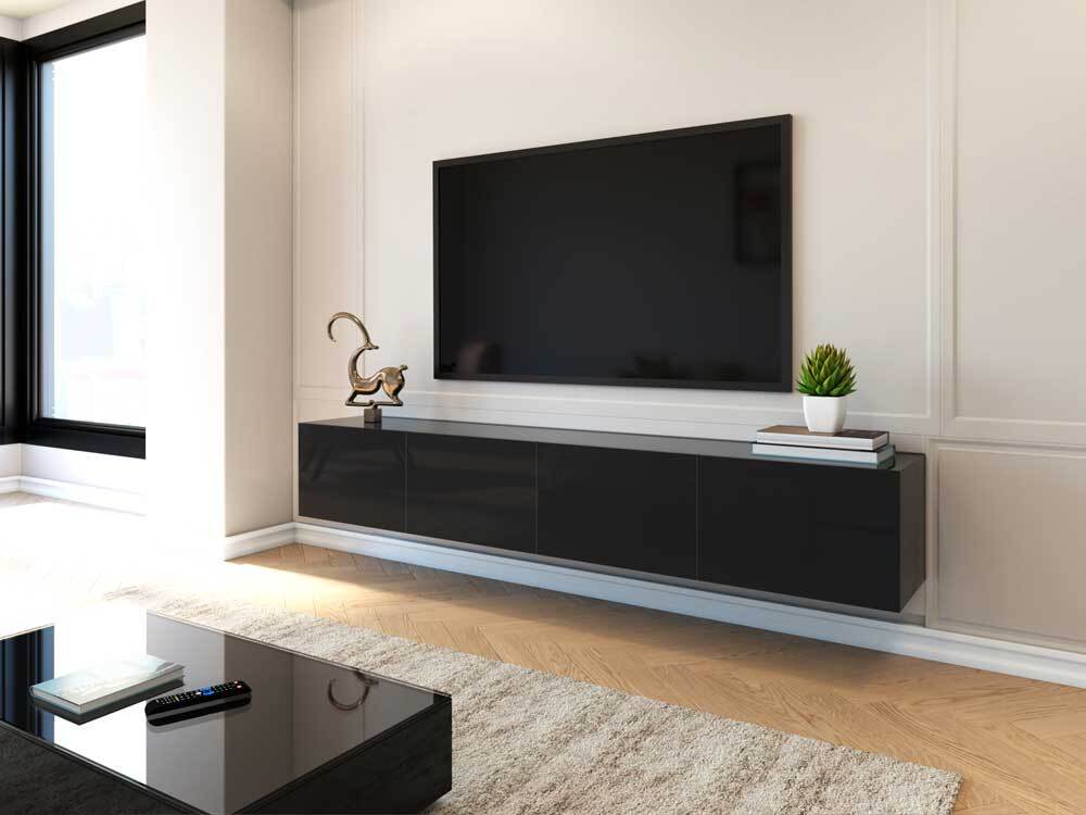 45+ Side Tables Black 2.4m majeston black floating tv cabinet