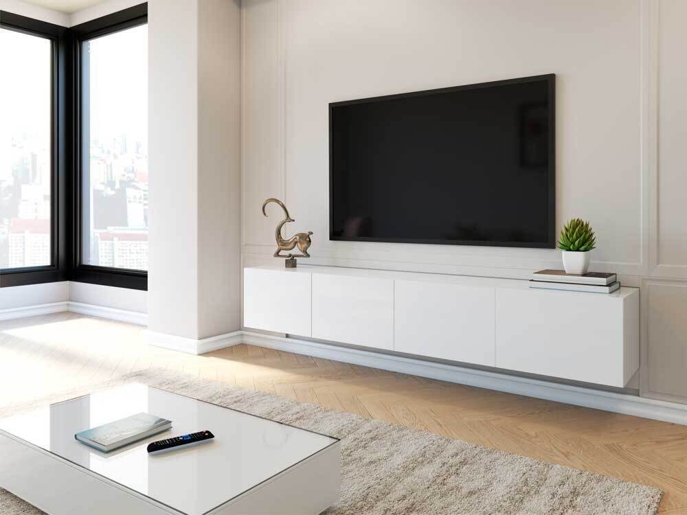 2.4m Majeston White Floating TV Cabinet