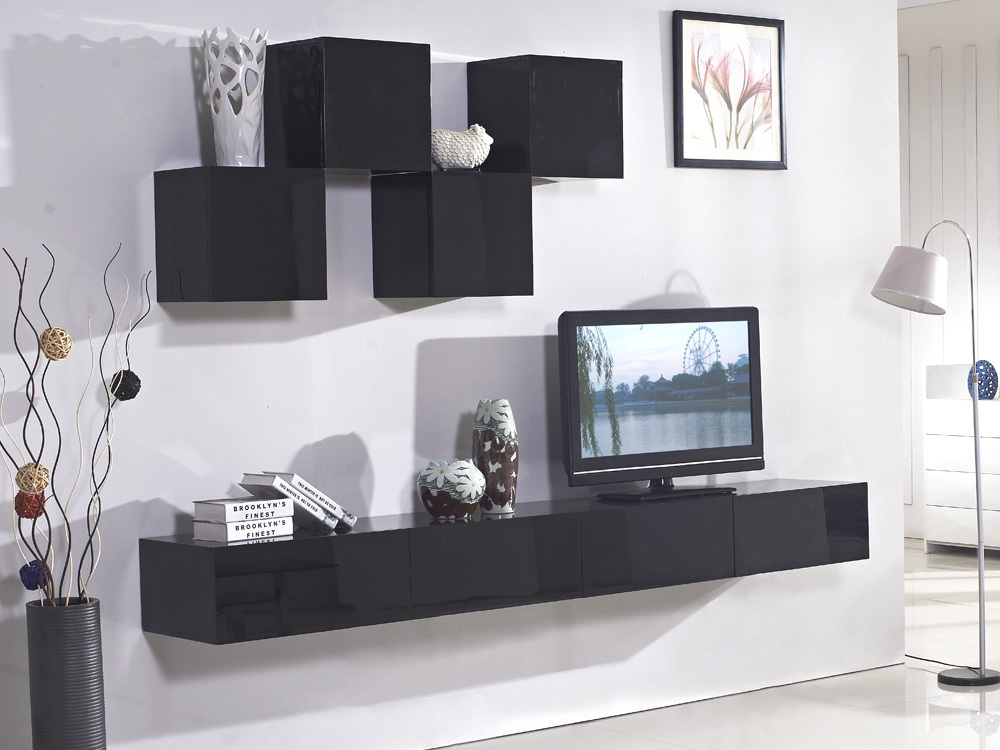 Galaxi Black Wall Mounted TV Cabinet