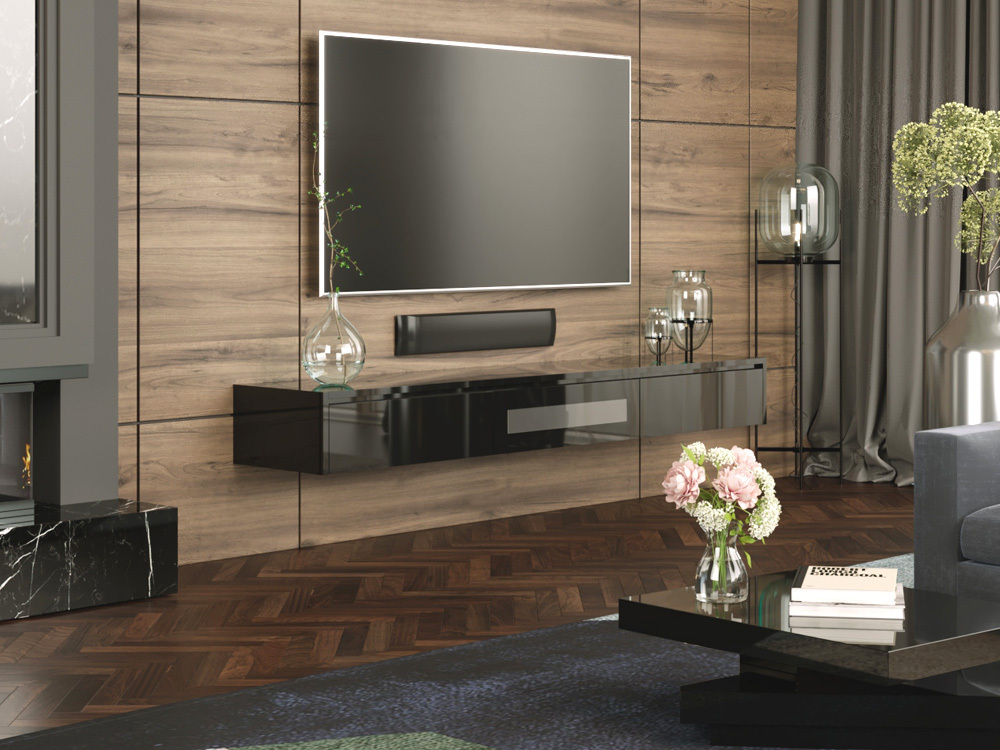 Black Expressia Wall Mounted TV Cabinet