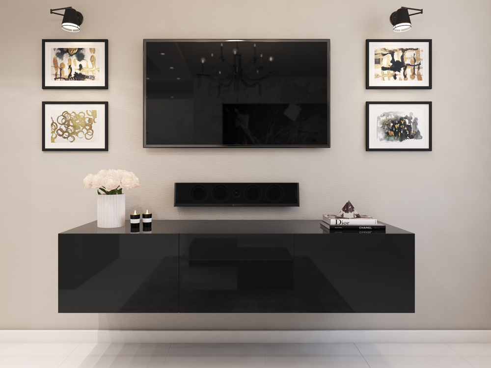 1.8m Majeston Black Floating TV Cabinet