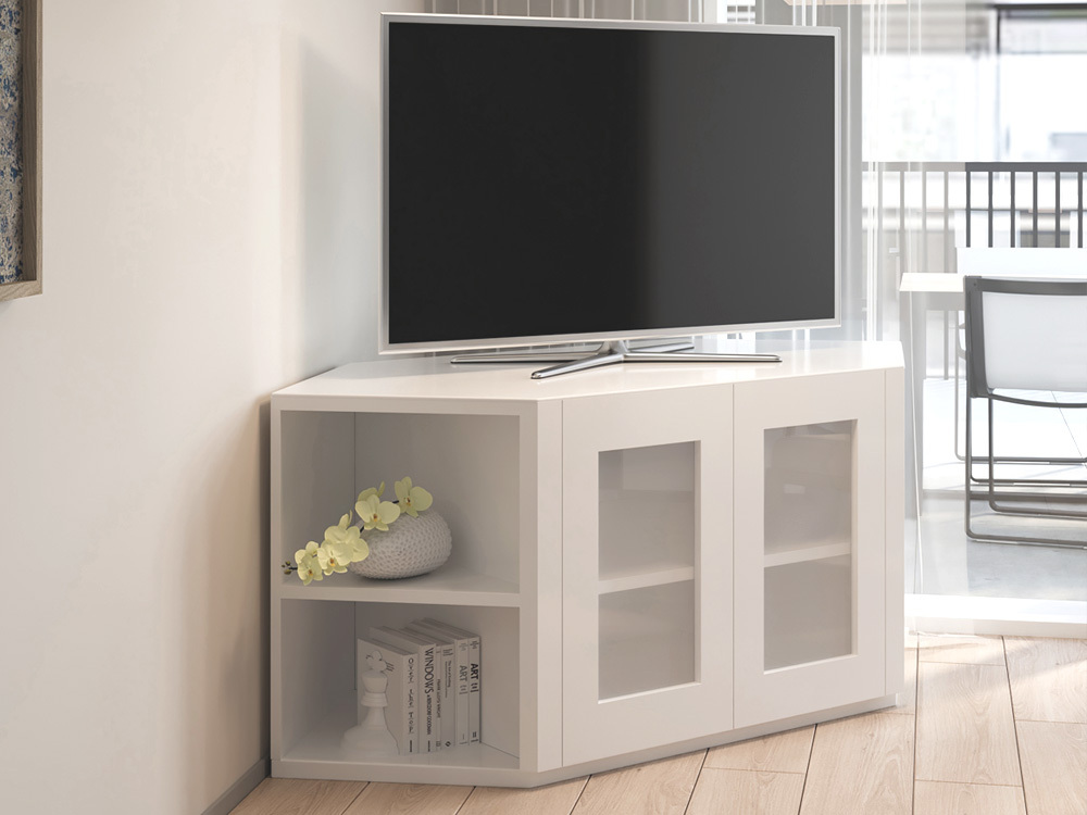 Olympia White Corner Tv Unit, Corner Cabinets Living Room Australia