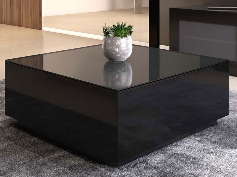 Black Gloss Square Coffee Table With, Black Coffee Table Au