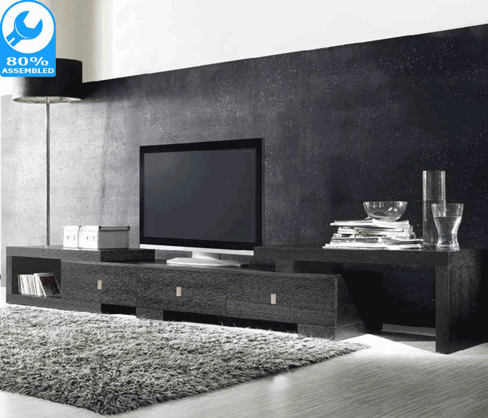 Retro Extendable Tv Cabinet Black Oak, Black Tv Cabinet