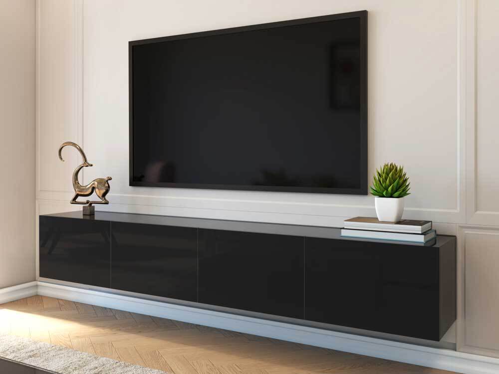 2 4m Majeston Black Floating Tv Cabinet