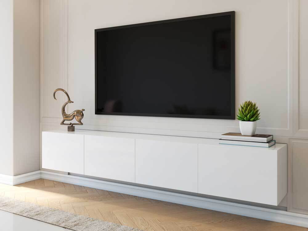 2 4m Majeston White Floating Tv Cabinet