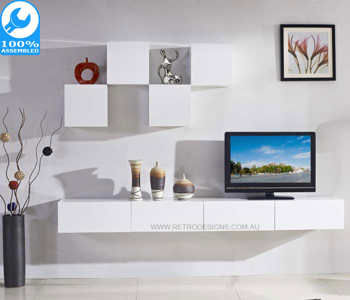 Galaxi White Wall Mounted Tv Cabinet, White Gloss Wall Mounted Tv Cabinet