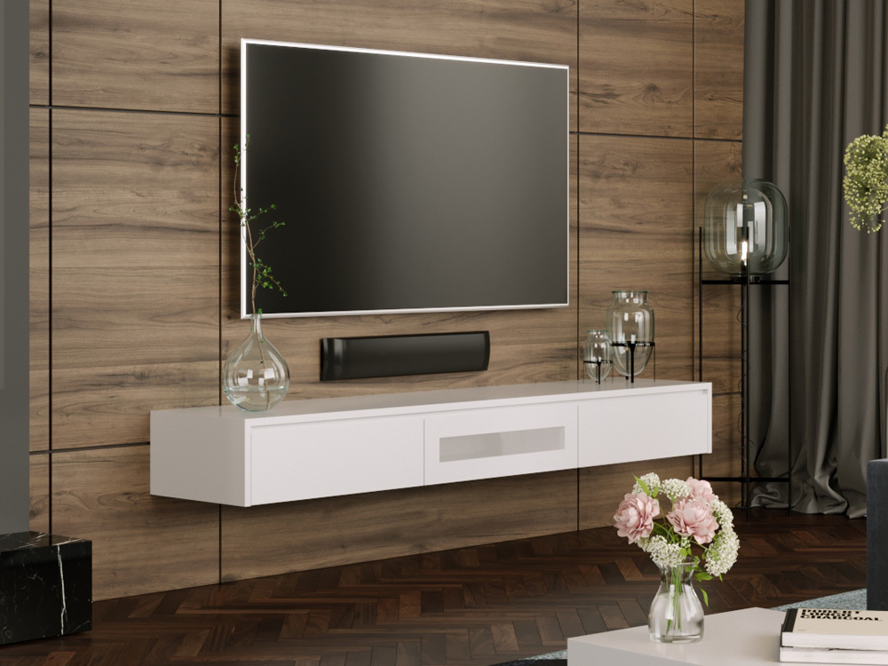 White Expressia Wall Mounted Tv Cabinet, White Gloss Wall Mounted Tv Cabinet