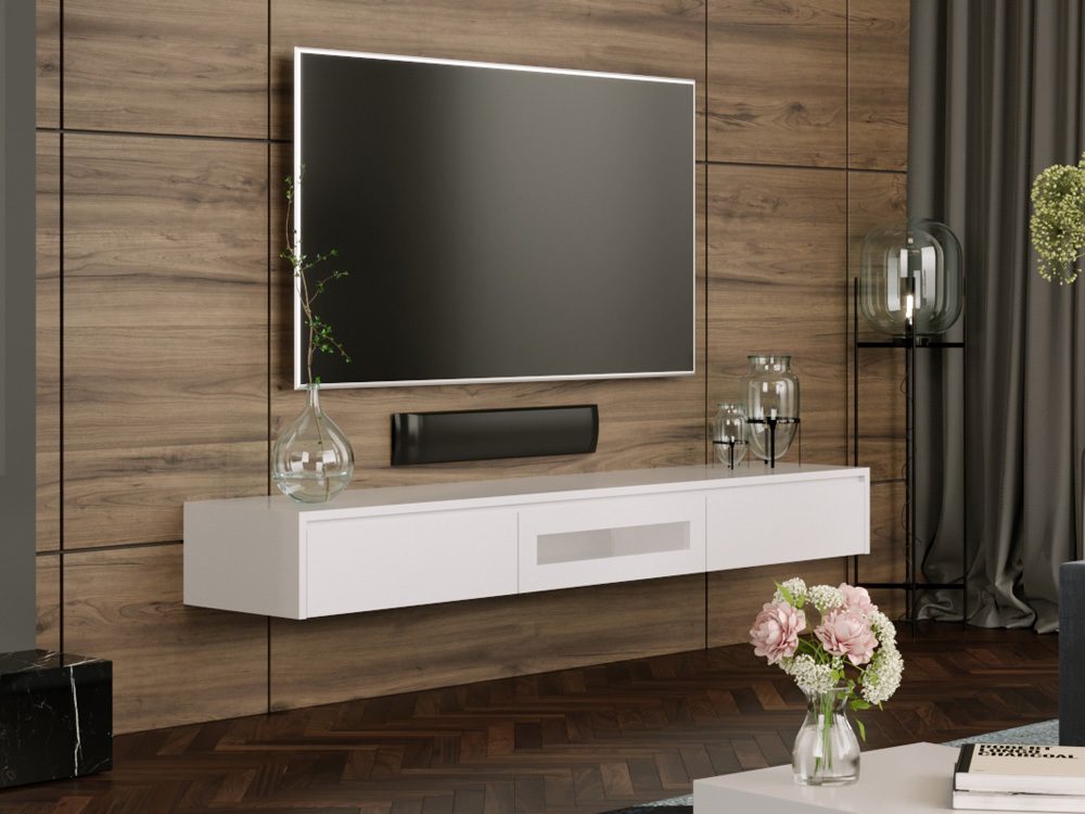 White Expressia Wall Mounted TV Cabinet