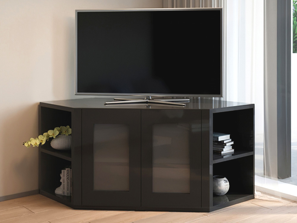 Olympia Black Corner Tv Unit, Corner Cabinets Living Room Australia