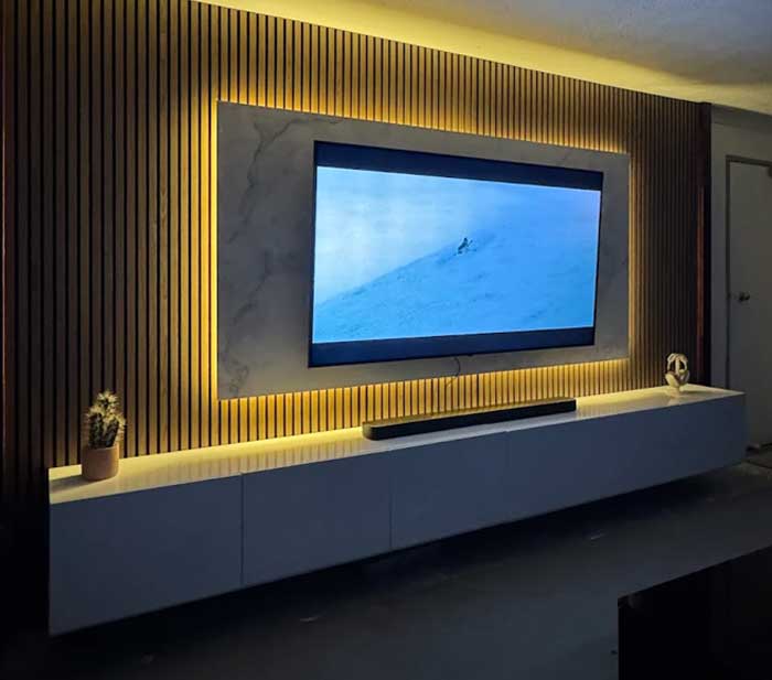 TV unit size guide with decoration